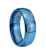Lord of Rings Ring Blue Tungsten One Magic King Queen Men Women Band Mer... - £37.80 GBP