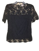 Nanette Lepore Round Neck Lace Top Rosetta Navy Blouse Sz S New - £66.34 GBP