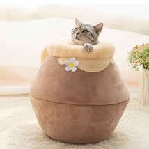 Cat bed plush soft portable foldable cute cat house cave sleeping bag cushion thickened thumb200