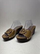 Tory Burch Patti Patent Sand Slides Platform Wedges Mules Heels Size 10 - £93.23 GBP