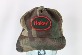 Vintage 80s Thrashed New Era Boker Knives Spell Out Camouflage Trucker Hat USA - £31.27 GBP