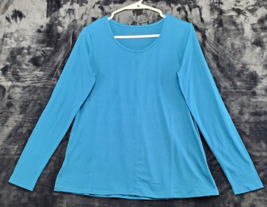 Comfort Code T Shirt Top Womens Size Small Blue Polyester Long Sleeve Round Neck - £17.05 GBP