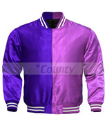 Super Letterman Baseball College Varsity Bomber Sports Jacket Purple Pin... - $49.98