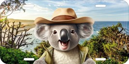 Koala Bear Australia Flag Hat Smiling Aluminum Metal License Plate 153 - £10.16 GBP+