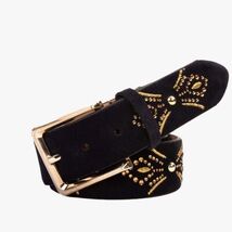 The Lazio Navy Blue Suede Leather Belt image 3