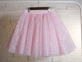 A-line Champagne Sparkle Tulle Skirt Women Girl Plus Size Mini Tulle Skirt image 6
