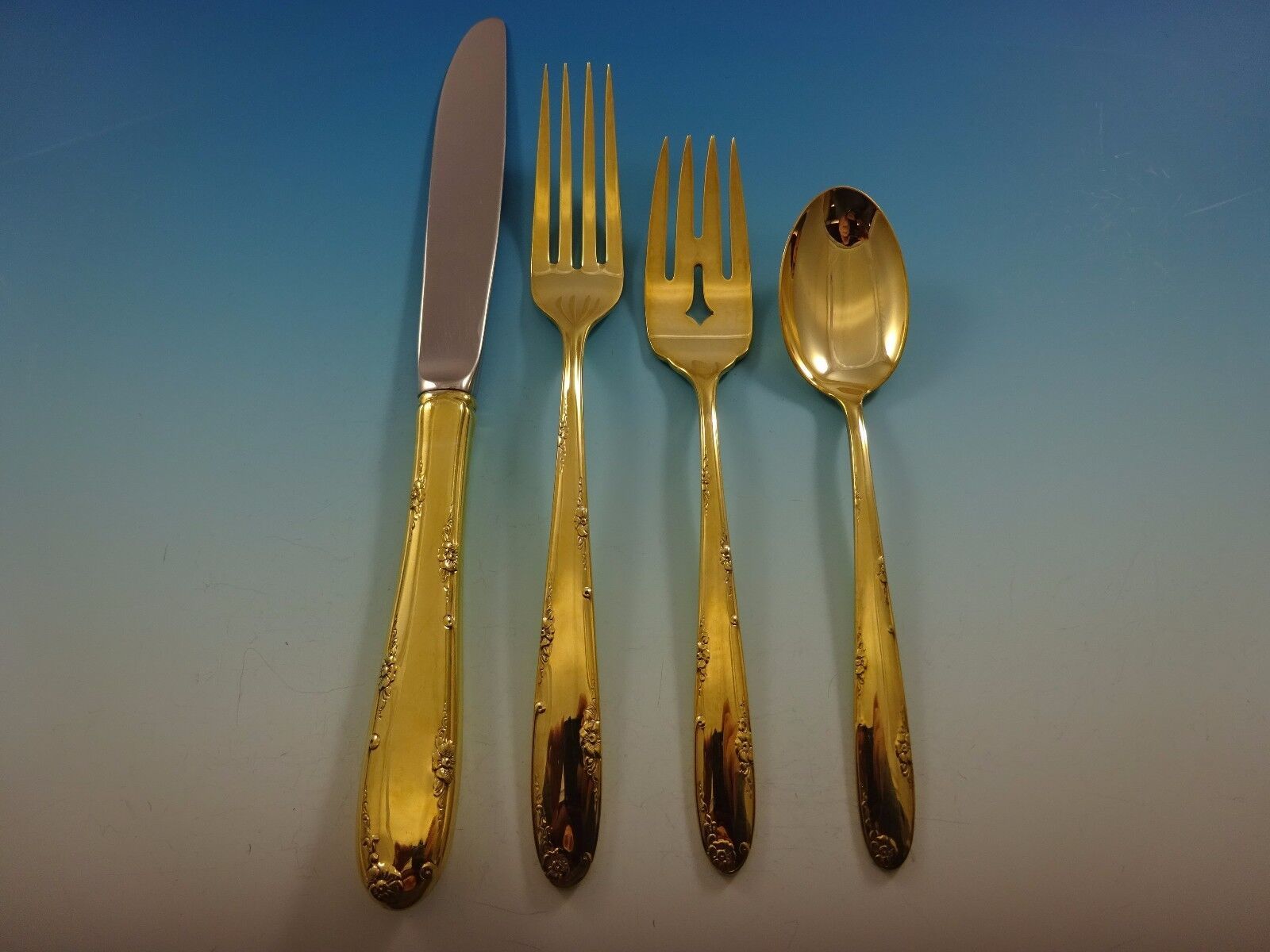 Primary image for Madeira Gold by Towle Sterling Silver Flatware Set For 8 Service Vermeil