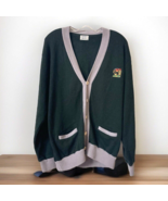 Vintage Robert Bruce Cardigan Sweater Mens L Black Knit Crest Embroidere... - $34.13 CAD