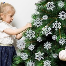 36Pcs Christmas Glitter Snow Flakes Decoration Xmas Tree Snowflake Ornam... - $141.83 MXN