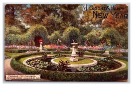 Round Garden Gunnersbury Park London UK Happy New Year Raphael Tuck Postcard W19 - £3.06 GBP