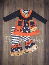 NEW Boutique Halloween Ruffle Tunic Dress &amp; Bell Bottoms Girls Outfit Set - $6.99+