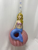 Mermaid On Shell Birdhouse With Stopper To Clean Resin 9&quot; tall NWOT - £17.22 GBP