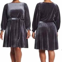 NWT Calvin Klein Velveted Belted Dress in Grey Silver Size 22W - £59.55 GBP