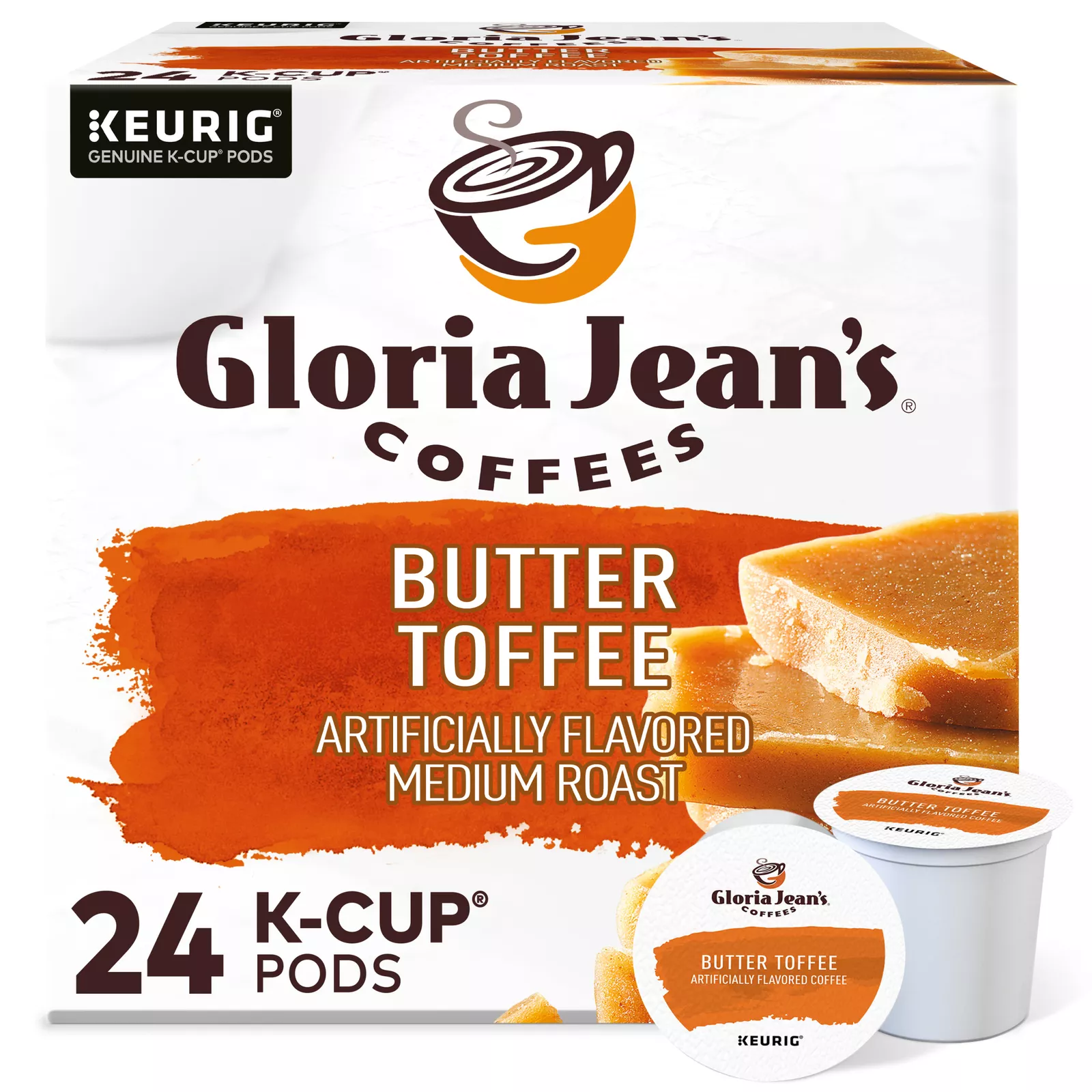Gloria Jean&#39;s Butter Toffee, Keurig K-Cup Pods, Medium Roast Coffee, 24 ... - $32.23