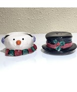 Snowman Hat And Head 2 Parts  Salt &amp; Pepper Shakers Original Box Table D... - £11.65 GBP
