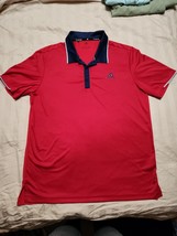 Adidas Climacool Golf Short Sleeve Red with Blue Collar Size Large Double Stitch - £9.86 GBP