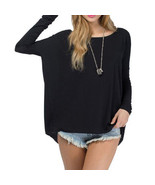 Womens PLUS SIZE T-shirt Loose Fit Batwing Sleeve Top Black Grey White A... - $27.15 CAD
