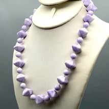 Vintage Chunky Bicone Beaded Necklace, Marbled Lavender Lucite Strand, Coquette - £22.04 GBP