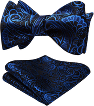 Bow Ties for Men Paisley Bowties Mens Self Tie Bow Tie and Pocket Square Set For - £18.09 GBP