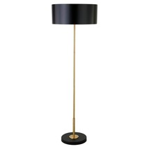 62&quot; Black Two Light Traditional Shaped Floor Lamp With Black Drum Shade - $297.94