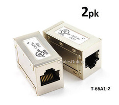 2-Pack Shielded Rj45 Cat.6A Network F/F Gigabit Ethernet Inline Coupler - $25.99