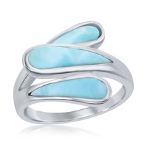Sterling Silver Triple Bypass Larimar Ring - £74.11 GBP