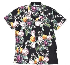Fashion Nova Snake Floral Short Sleeve Button Up Hawaiian Shirt Small Me... - $24.74
