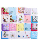 24 Ladies Handkerchiefs 100% Cotton Hankies Hankerchief Pocket Vintage F... - $13.32+