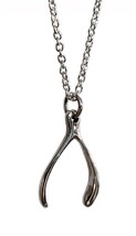 Wishbone Pendant Lucky Necklace 925 Sterling Silver 18&quot; Chain &amp; Boxed Ladies - £17.96 GBP