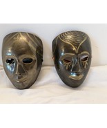Pair of Vintage Brass Decorative Masks 5 7/8"  by 4 3/8" wide at widest point. - $19.80