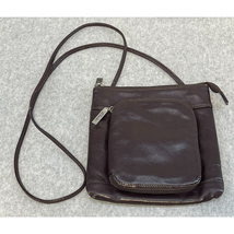 CLARKS Purse Dark Brown Leather Organizer Zip Pocket Crossbody Shoulder ... - £10.69 GBP