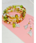 GREEN BRACELETS, Wine Bracelet, Grape Earrings, Memory Wire Bracelet, Pe... - $13.70 CAD