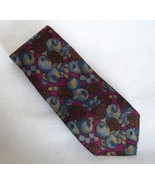 Andrea Fezza Neck Tie 100% Silk Floral Abstract Menswear Blue Burgundy Brown - $24.00