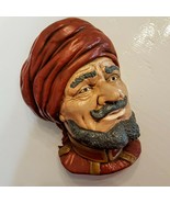 Chalkware Bust Head 3D Wall Plaque VTG Arabian Nomad Persian Magi Brown ... - €11,16 EUR