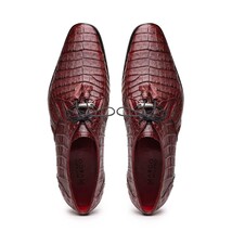 Lacio Genuine Caiman Crocodile Dress Derby's Shoes Wine image 5