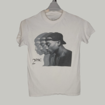 2Pac Mens Shirt Small White Retro Photo Portrait Graphic Tee Casual  - £11.74 GBP