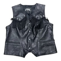 FMC Black Leather Motorcycle Biker Vest Large Harley Davidson Patch Wome... - £47.39 GBP