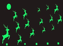 Running Deer Glow in The Dark Wall Sticker Luminous Greens For Kids 25 x 17 cm - £13.76 GBP