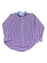 Izod Purple And White Plaid Oxford Collar Button DownLong Sleeve Men’s S... - $32.71