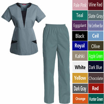 Women&#39;s Scrub Set Medical Nursing Uniform Set Top and Pants - £31.15 GBP