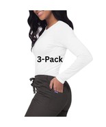 3 Pack Women’s Long Sleeve Underscrub Tee Classic Fit Layering Tops - $547.78 MXN
