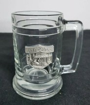 Harley Davidson Clear Glass Beer Stein Mug Pewter Emblem 3D Holiday Sidecar - £21.50 GBP