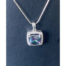 925 Sterling Silver Mystique And Colorless Gems Pendant Necklace Sky - $35.14