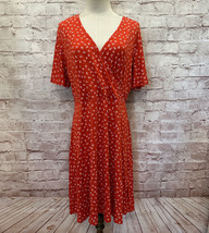 41 Hawthorn Womens Dress XL Elisse Red Jersey Knit Surplice V Neck Fit &amp; Flare - £28.14 GBP