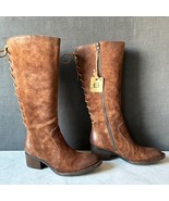 Born Azurite Rust Distressed Leather Boots-Side Zip-Back Lace Up-Women&#39;s... - $2,169.55 MXN