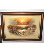 SANDLER Seascape Shore 44" x 32" Framed Original Oil on Canvas Painting, Signed - $195.00