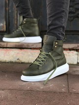 Knack B-080 Khaki (Army Green) High White Sole Man Boots Male Shoes Casual Styli - £63.32 GBP