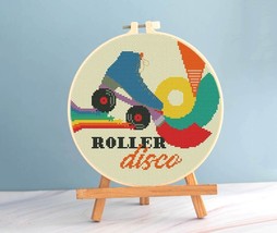 Roller cross stitch disco 70 pattern pdf - Hippie music cross stitch rol... - $3.49