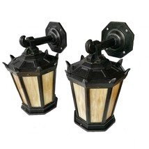 Large Pair Gothic Arts Crafts Sconce Lights Cast Iron Antique - £2,369.87 GBP