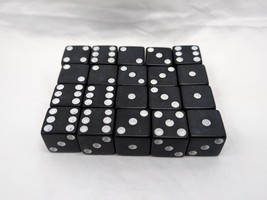 Lot Of (20) Classic Black D6 Dice With White Pips 16mm - $21.77